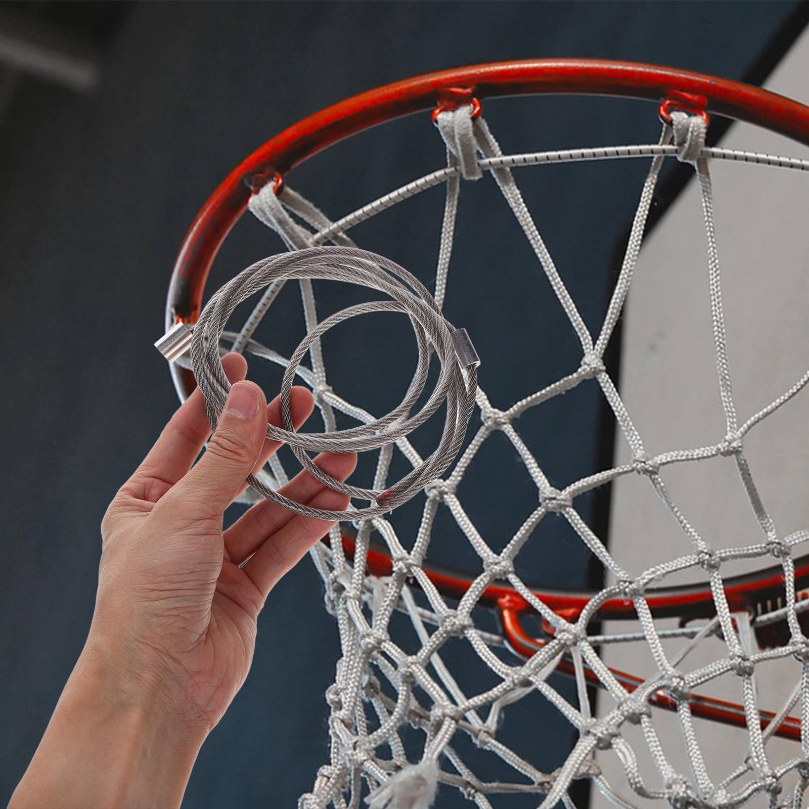 FRCOLOR 3pcs Heavy-Duty Basketball Net Cord Durable Steel Wire  Basketball Frame Net Threading String Steel Wire Basketball Hoop Nets Fixing Cord for Repair