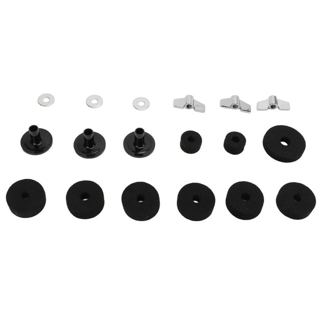 Rondelle d'Écrou d'Aile, Ensemble de Tampons en Feutre Taille Standard Diamètres Multiples Résistant à l'Usure Pièces d'Instruments de Percussion Durables pour Fixer et Réparer Tambour Cymbale Noir