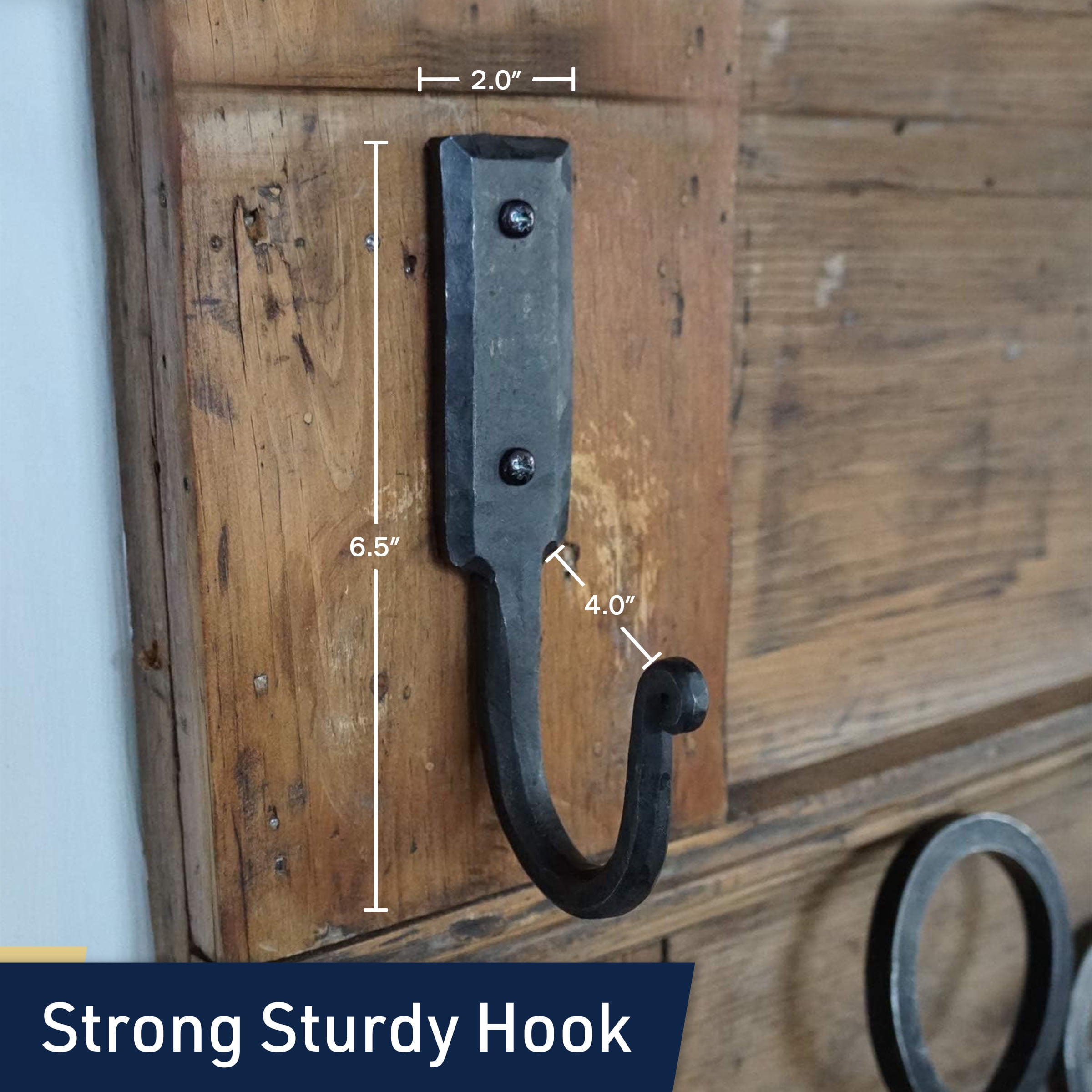 Kings County Tools Heavy Duty Wall Hook - Large 6.5” Rustic Iron Coat Hook