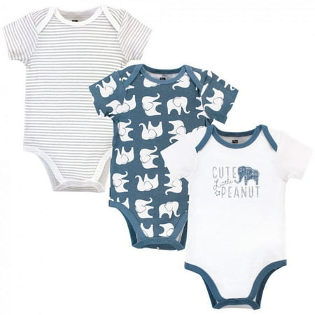 UPC: 0660168583175 | Hudson Baby Infant Boy Cotton Bodysuits 3pk  Blue Elephant  18-24 Months
