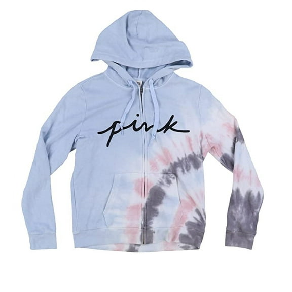 Victoria's Secret Pink Everyday Lounge Perfect Full Zip Hoodie Blue Tie Dye XXL New