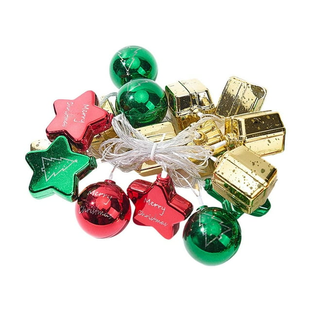 Christmas Decorative LED String Lights 3D Electroplated Gift Box & Star Lights, Dimmable IP44 Waterproof Battery-Powered Warm Light for Christmas Tree Wall Mantel Party