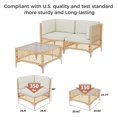 thumbnail image 4 of 3-Piece Patio Furniture Set, Boho Outdoor Sectional, Wicker Sofa with Glass Table, Deep Seating, Cushions & Backrests, 4 of 6