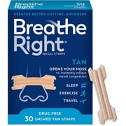 Breathe Right Original Tan Nasal Strips, Small/ Medium, Drug-Free, 30 Count