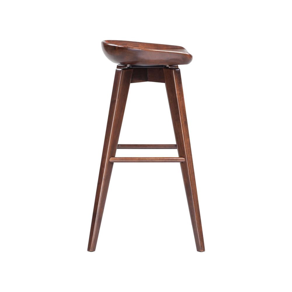 Boraam Bali 29" Backless Swivel Wood Bar Stool, Cappuccino Finish