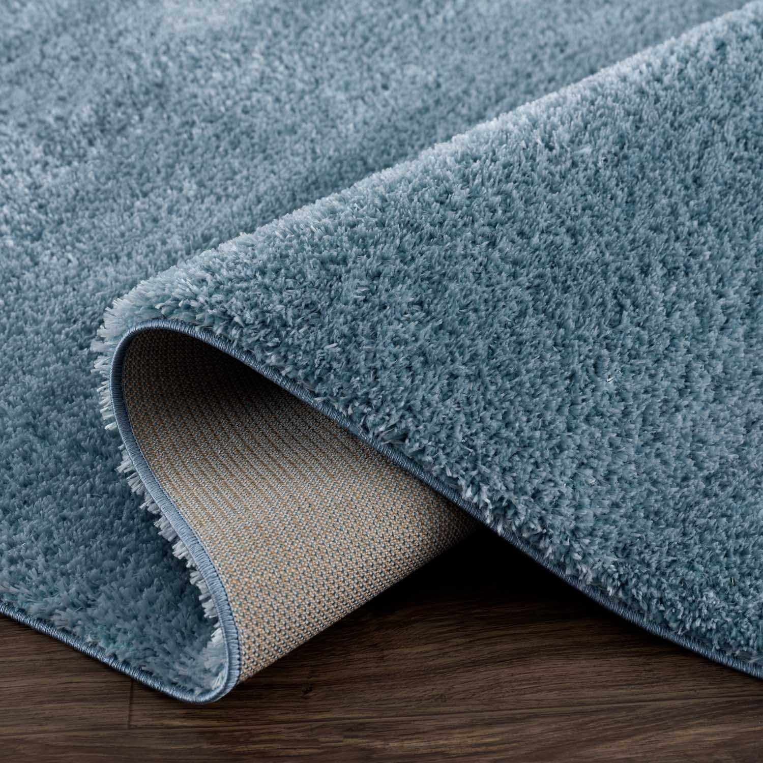 Hauteloom Heavenly Solid Shag Area Rug for Living Room Bedroom - High Pile Fluffy Carpet - Soft Shaggy Cozy Plush Rug - Blue, Denim Blue - 9'3" x 12'
