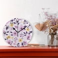 thumbnail image 2 of Pinksh Purple Yellow Flowers Round Wall Clock Silent Analog Battery Operated Black Pointer Home Decor 9.84" Diameter, 2 of 11