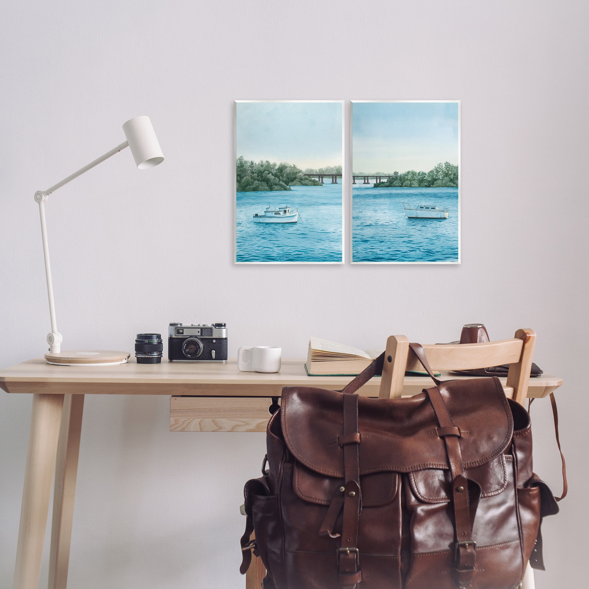 Stupell Industries Serene Summer Boats Landscape Painting Unframed Art Print Wall Art, 10 x 15, Set of 2
