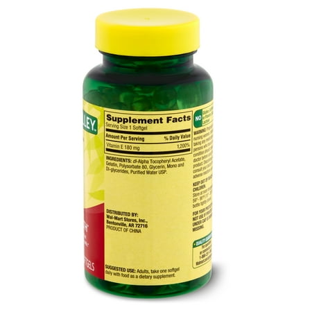 Spring Valley Water Dispersible Vitamin E Supplement, 180 mg, 100 Count