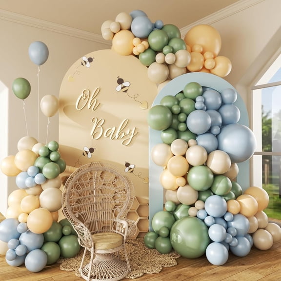 146 Pcs Balloon Arch Garland Kit for Birthday Wedding Baby Shower Party Decoration, Blue Green White