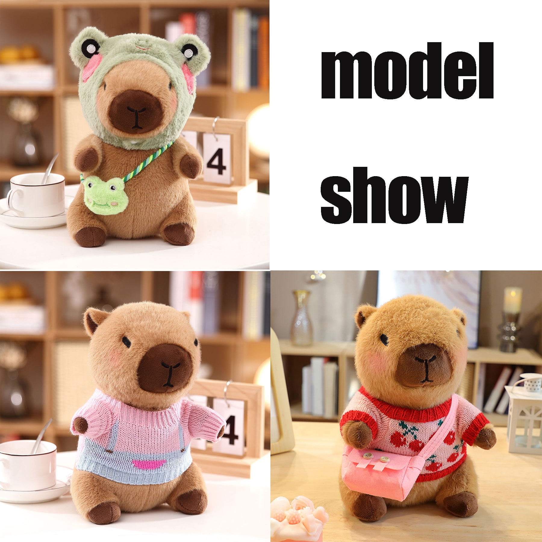 2 Capybara Plush with 12/13 pcs Clothes & Accessories, Dress Up Capybara Stuffed Animal Plush Toys, 10.2 in Cute Plushies for Girl/Boy Birthday