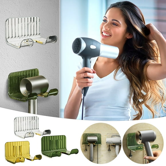 Fiudx Soporte para Secador de Pelo, Montaje En Pared, Altura y Ángulo Ajustables, Instalación Sin Perforaciones, Resistente a La Humedad, Apto para Baño, Inodoro y Cocina, Material Pet Duradero, Tama