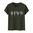 thumbnail image 3 of Tittly T Shirts for Women Spring Tops for Women Women's Floral Print 2D Round Neck T Shirt For Spring And Summer Fashion Soft And Casual Top Graphic Tees Tshirts Shirts Dark Blue L, 3 of 3
