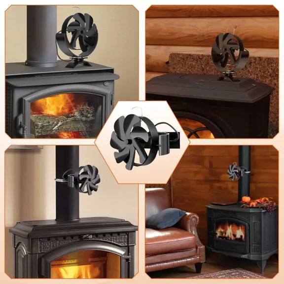7 Blades Black Fireplace Fan Log Wood Burner Ecological Efficient Home Heat Distribution Stove Fan