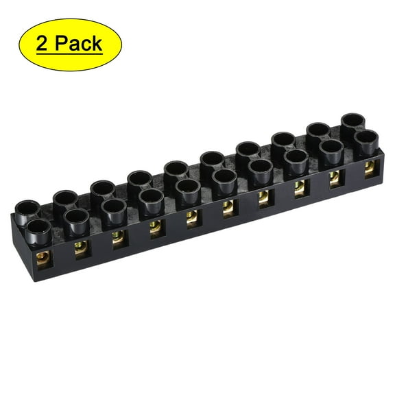 Uxcell Terminal Block 500V 20A Dual Row 10 Positions Screw Electric Barrier Strip 2 Pack