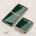 thumbnail image 1 of For Samsung Galaxy Z flip Foldable Cellphone Shell Electroplated Painted Folding Phone Case Color:A13 woven green pattern, 1 of 8