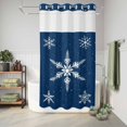 thumbnail image 6 of No Hook Shower Curtain with Built-in Rings - White Christmas Snowflakes Washable Waterproof Fabric Bathroom Curtains for Hotel,Rentals, Stall 36 X 78 Inch , Winter Holidays Navy Blue, 6 of 9