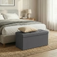 thumbnail image 3 of EDX Multi-functional 30 inch Folding Storage Ottoman Bench, End of Bed Foot Rest Stool with Padded Seat, Bedroom Bench for Living Room, Holds up to 660 Lbs, Grey, 3 of 15