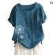 thumbnail image 1 of Camisa de mujer con botones, blusa informal de manga corta con cuello redondo, verde oscuro, M AweSitey AP001735-18, 1 of 7