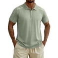 thumbnail image 2 of successthop Collar Shirts for Men Big and Tall Short Sleeve TShirt Pullover Tops with Button Summer Solid Clothes Green L, 2 of 5