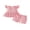 Pink, variant on Loicainy Baby Girl Waffle Knit Outfit Ruffle Sleeve Bow Peplum Top and Shorts Set Toddler Summer Casual Clothes Set