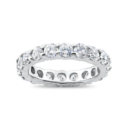 Moissanite Platinum Eternity Ring Band - Platinum 3ct Round Diamond Eternity Wedding Ring Womens Stackable Band
