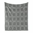thumbnail image 1 of Black and White Soft Flannel Fleece Blanket, Monochrome Abstract Floral Repeating Motifs in Square Shape with Waves, Cozy Plush for Indoor and Outdoor Use, 50" x 60", Black and White, by Ambesonne, 1 of 6