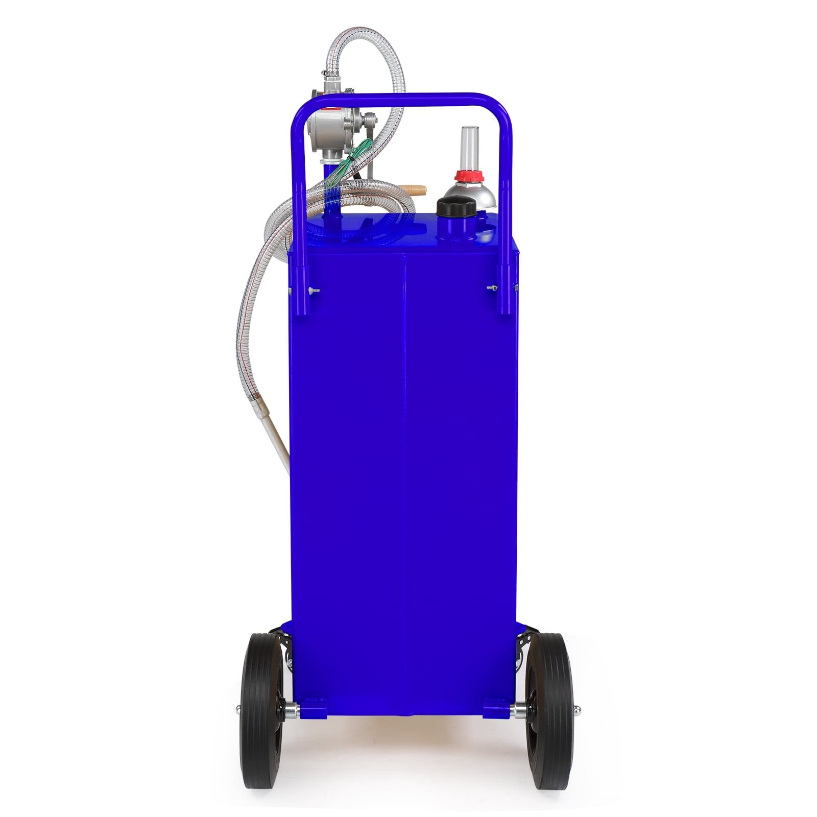 30 Gallon Fuel Caddy with Bi-Directional Hand Crank Pump, Fuel Level Gauge & Universal Rolling Wheels, Welded Steel Portable Fuel Storage Tank for Diesel Engine Oil Lubrication Oil