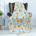thumbnail image 4 of Space Soft Flannel Fleece Blanket, Graphic Tile with Clouds Suns Stars and Moons Swirled Celestial Sky Elements Artwork, Cozy Plush for Indoor and Outdoor Use, 70" x 90", Multicolor, by Ambesonne, 4 of 5
