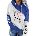 thumbnail image 3 of Jinhomg Fall Lightweight Comfy Sweatshirts for Women Cute Dog Paw Print Drawstring Hoodies Casual Comfy Long Sleeve Pullover Tops with Pocket Blue XL, 3 of 5