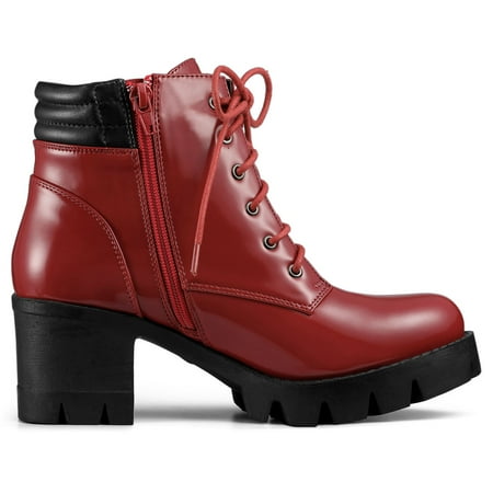 cheap red combat boots