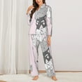 thumbnail image 2 of Vsdgher cat Pajamas Set Long Sleeve Sleepwear Womens Button Down Nightwear Pj Sets-Medium, 2 of 7