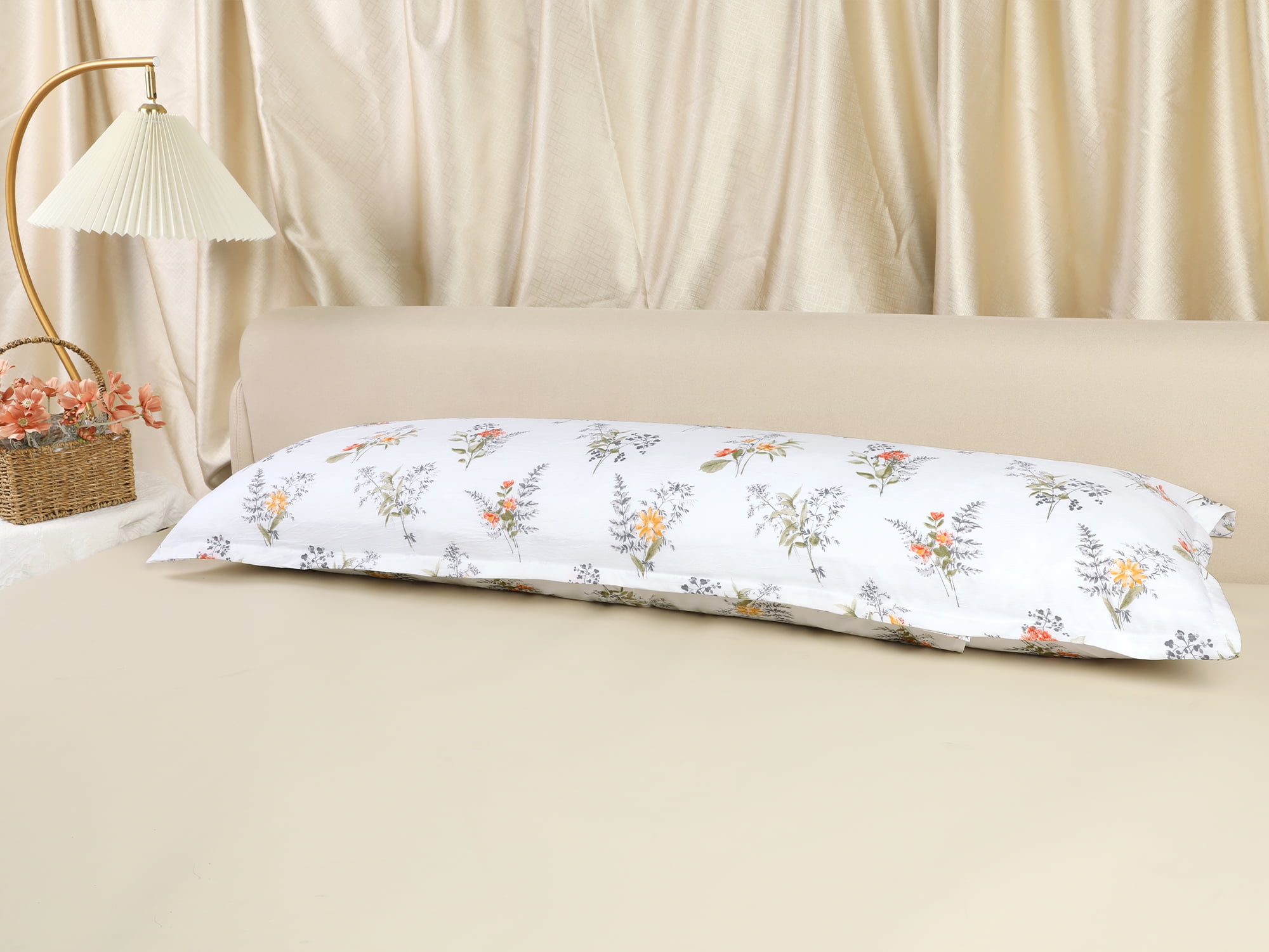 Unique Bargains 1 Pcs Pillowcase Breathable Soft Floral Pillow Cases White 20"x72"