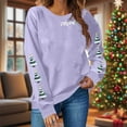thumbnail image 2 of Lcziwo Merry Christmas Sweatshirt for Women Long Sleeve Crew Neck Loose Pullover Funny Graphic Print Tree Shirts Casual Trendy Oversized Tops 2025 Purple,S, 2 of 6