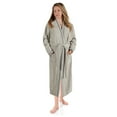 thumbnail image 2 of Unisex Cotton Terry Kimono Bathrobe with Embroidery All-Season Robe, LG, Stone-Grey, 2 of 12