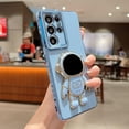 thumbnail image 3 of Samsung Galaxy S21 Ultra 5g 6.8" 6D Plating Cute Astronaut Hidden Kickstand Phone Case Luxury Cute Heart Pattren Camera Protection Cover Soft Silicone Shockproof Stand Holder Bumper (Blue), 3 of 10