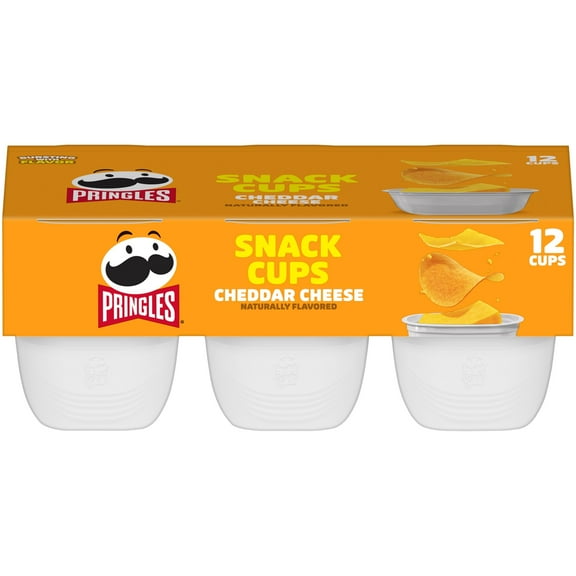 Pringles Cheddar Cheese Potato Crisps Chips, Lunch Snacks, 12 Count
