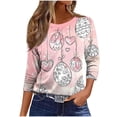thumbnail image 7 of Pxxlle Easter Shirts for Women Cute Easter Bunny Eggs Graphic Tees Loose Fitted 3/4 Sleeve Round Neck Holiday Tunic Tops S, 7 of 7