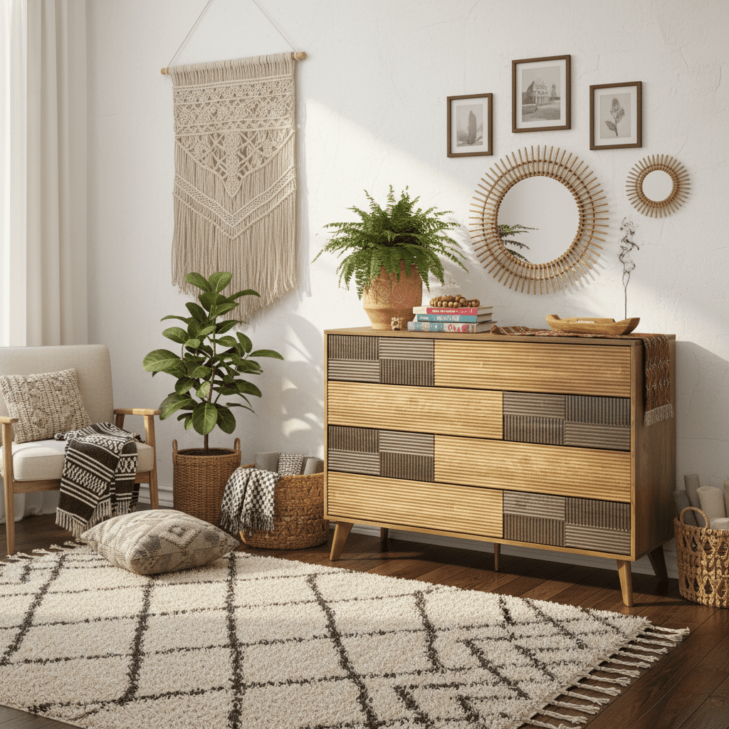 Danpinera Home 8 Drawer Dresser for Bedroom, 34" Tall Large Wood Chest of Drawers & TV Stand, Modern Fluted Panel Storage Organizer, Dark Wood