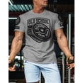 thumbnail image 3 of Gymish Old School Workout T-Shirt for Men, Funny Gym Shirt, Lifting Tee, Deadlift Shirt, Men's Athletic Top, Heather Grey with Sleeve Logo, X-Large, 3 of 6