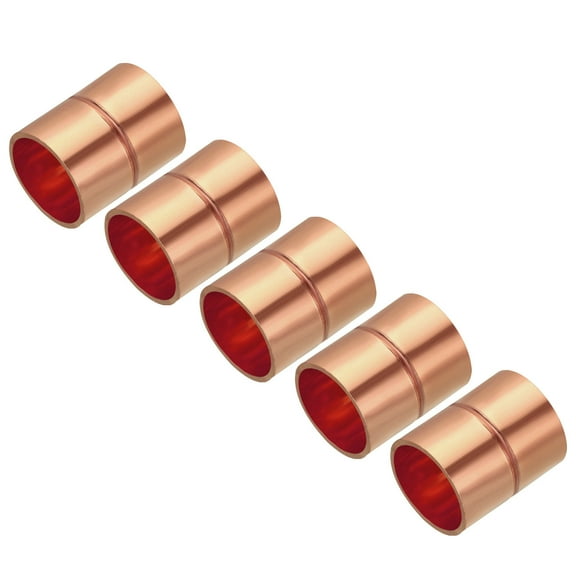 Uxcell Straight Copper Coupling Fittings, 7/8 Inch ID Welding Joint for HVAC Air Conditioner, Pack of 5