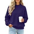 thumbnail image 3 of Women's Sweatshirt Casual Loose Turtleneck Ribbed Pullover Long Sleeve Shirts Fall Plus Size Tops for Women, 3 of 9
