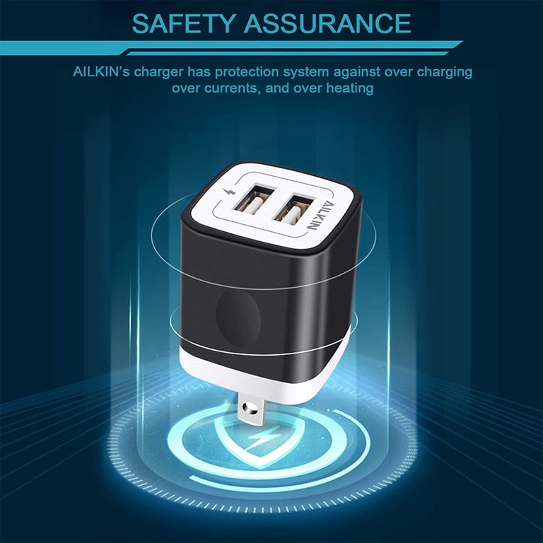 Ailkin 2.1A Dual Port USB Wall Charger Block photo 4