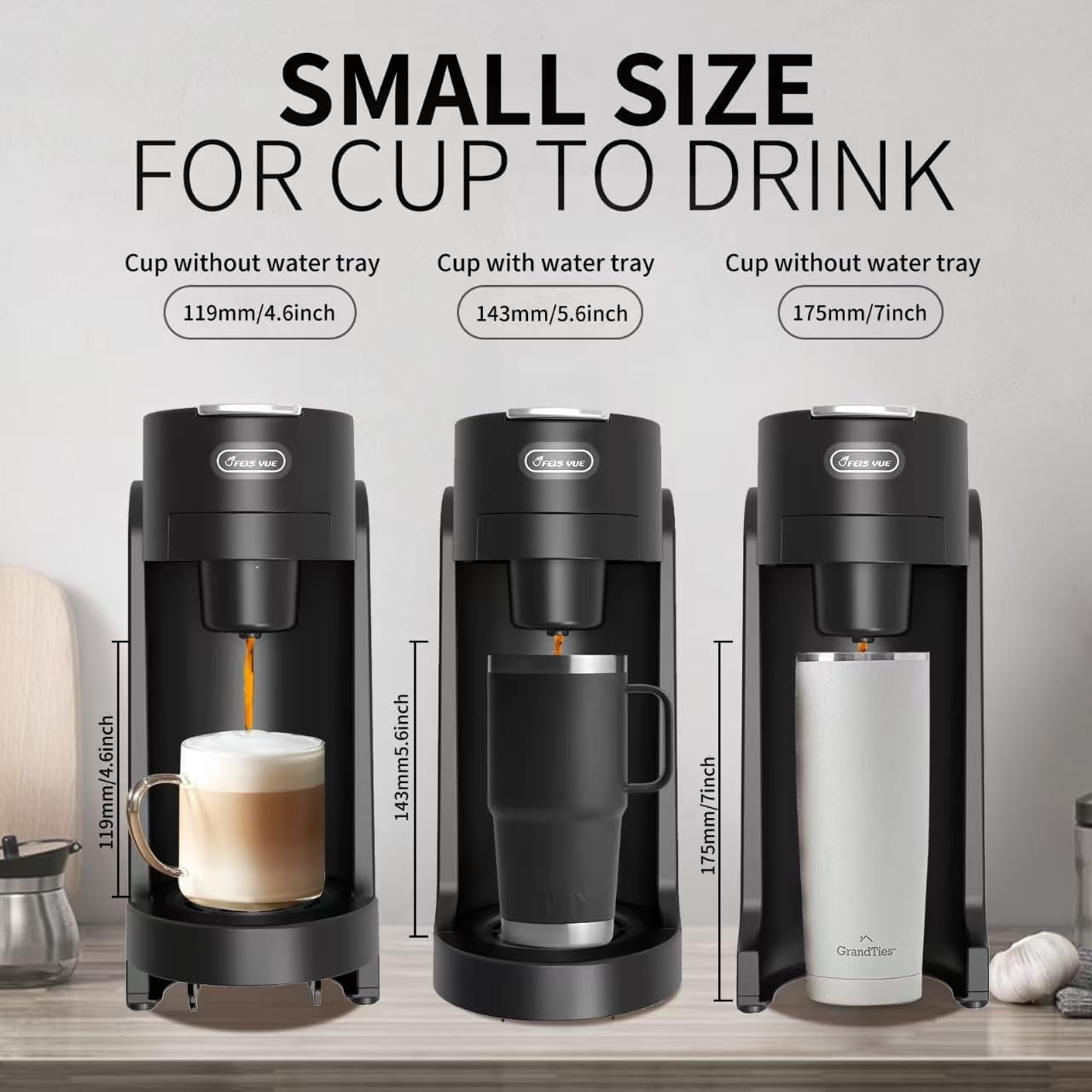 Single Serve Coffee Maker, Multi-Size Cup Settings, Black (black)