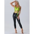 thumbnail image 4 of DARING DIVA Women's Deep V Neck Metallic Holographic Crop Tops M Light Green, 4 of 6