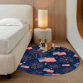 thumbnail image 2 of 4th of July Round Area Rug 4Ft Washable Circle Rugs for Bedroom Dining Room, Independent Day American Flag Stars Red Blue Non-Slip Carpet Floor Mats Indoor Outdoor Carpet Runner Aesthetic Home Decor, 2 of 8