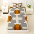 thumbnail image 3 of Castle Fairy Retro Geometric Pattern Twin Sheet Sets 3pcs for Adults, Abstract Art Bedding for Bedroom, Orange Beige, 3 of 6