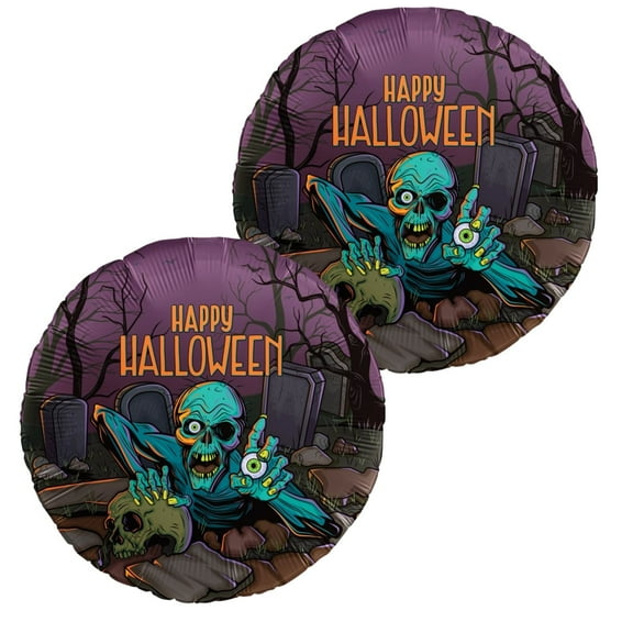 LoonBalloon 2-Pcs Standard Foil Halloween Party Balloons – Spooky Decorative Set