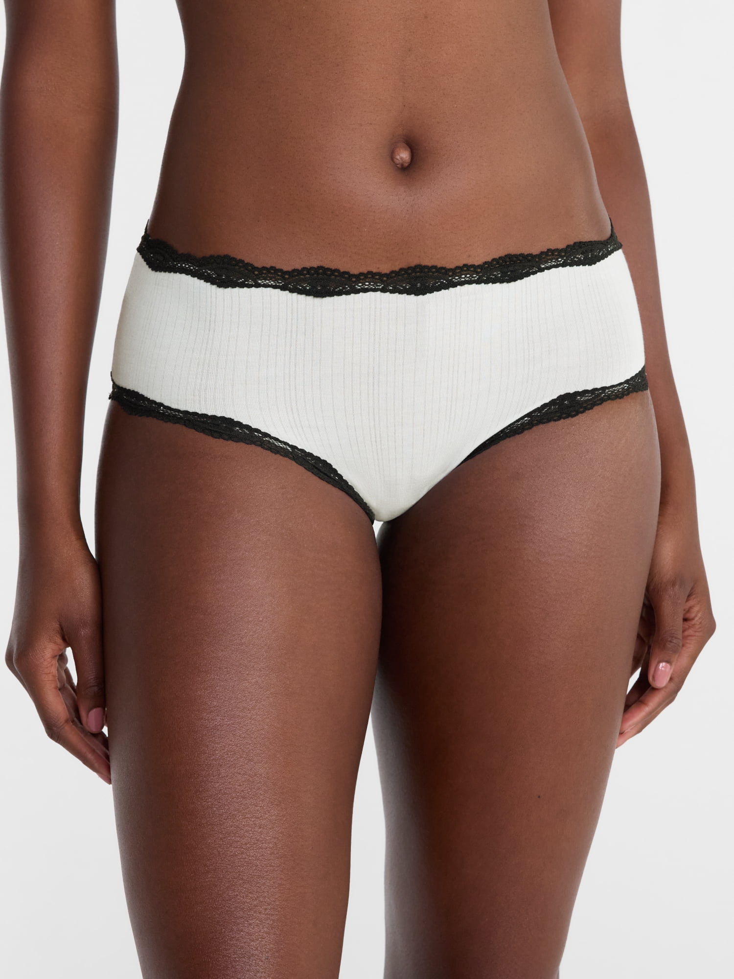 Joyspun Women's Modal Hipster Panties with Lace, 3-Pack, Sizes XS-XXXL