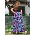 thumbnail image 5 of SHOWMALL Women's Plus Size Spring Floral Maxi Dress with Pockets, Black & Lavender Blue Blossom Clusters 3X Flowy Short Sleeve Dress, 5 of 5